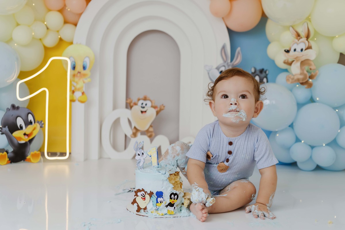 Smash the Cake baby looney tunes estúdio Aline Araújo 
