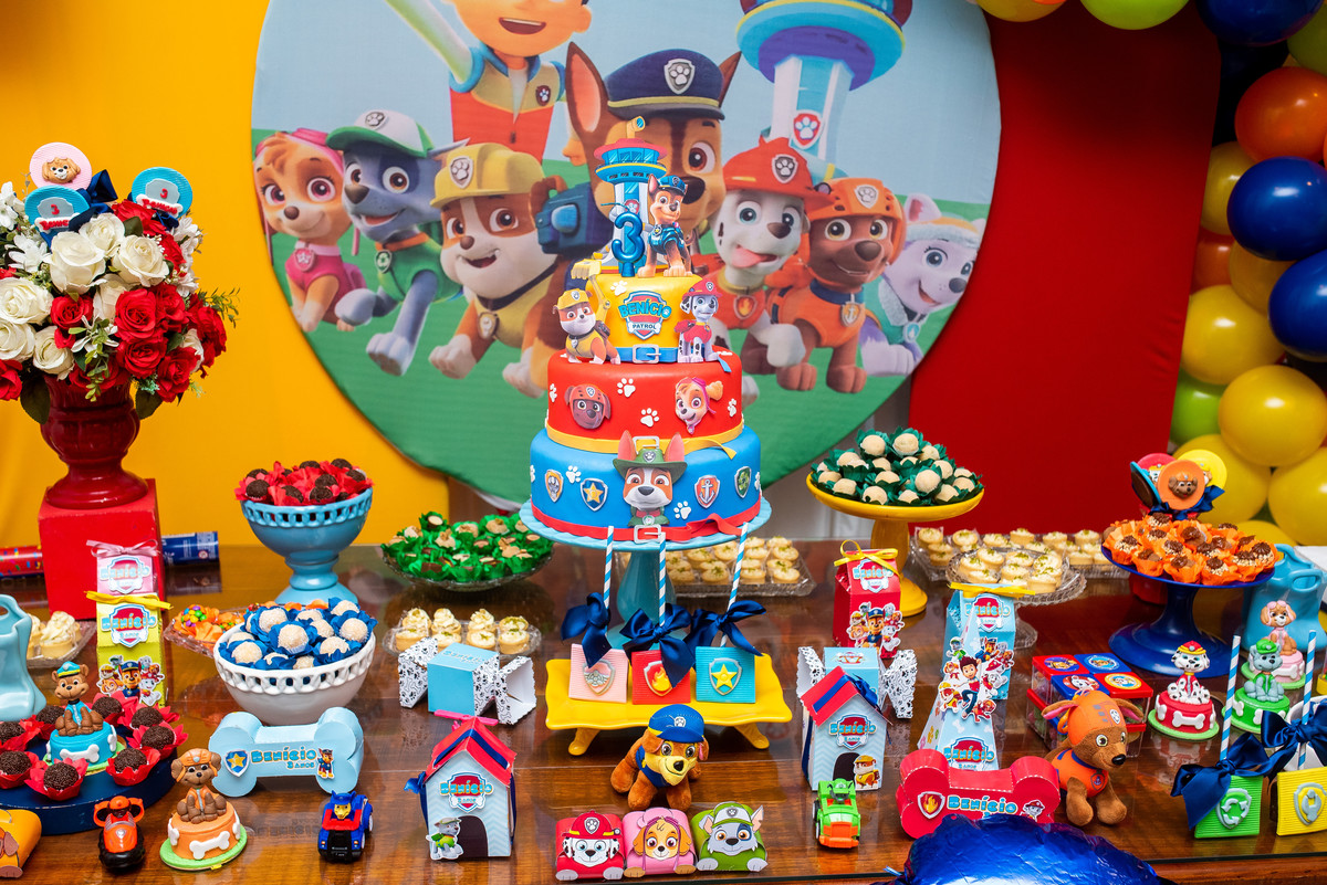 decoração do aniversario com o tema patrulha canina
