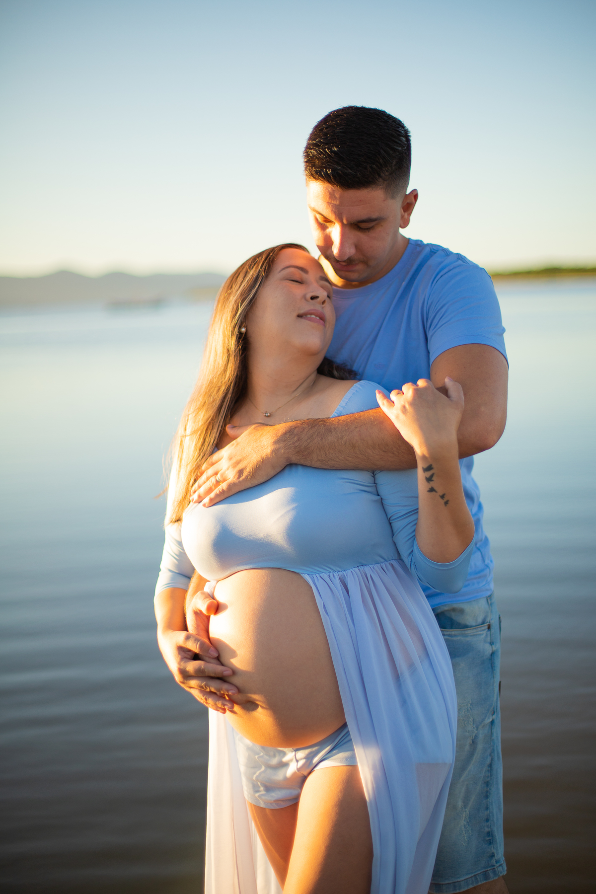 ensaio de gestante na praia palhoça