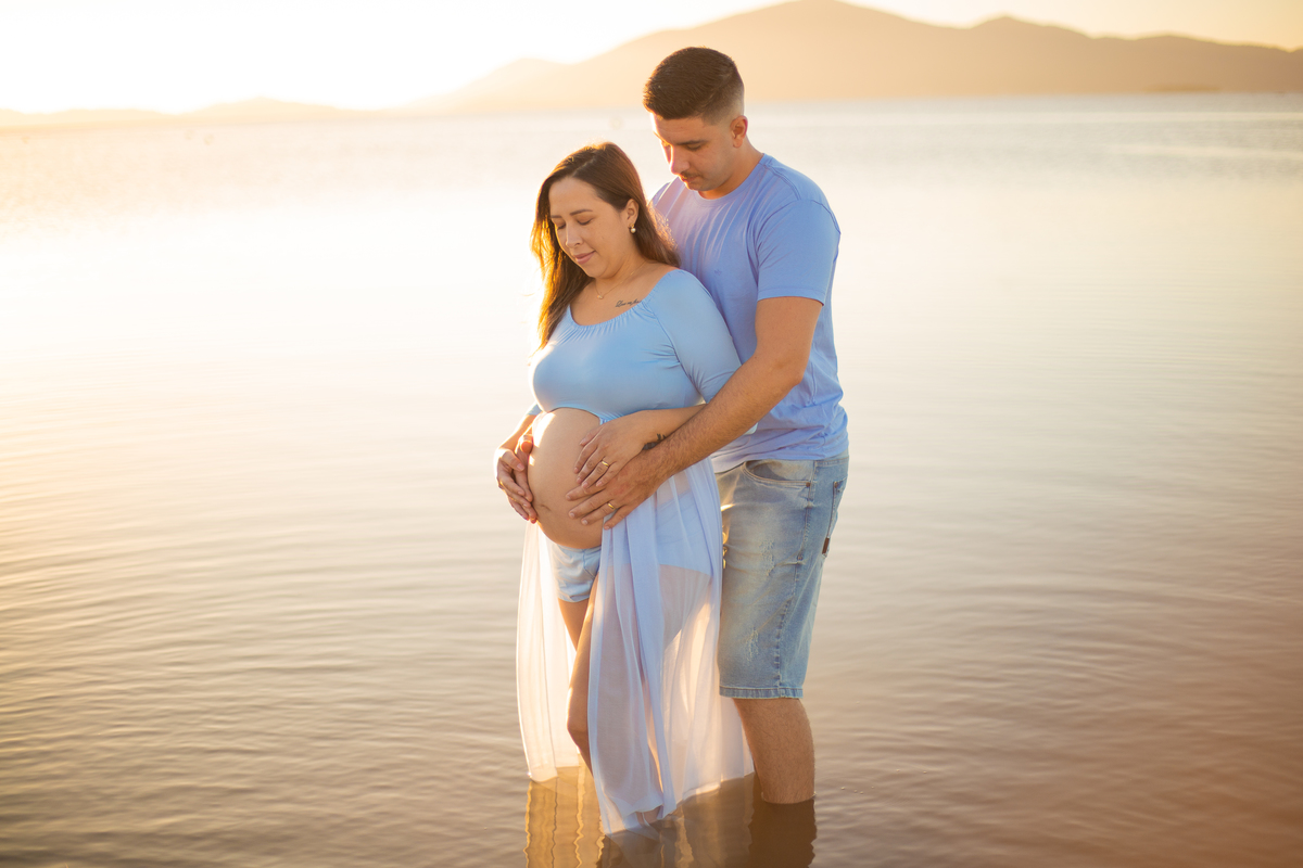 ensaio de gestante na praia palhoça