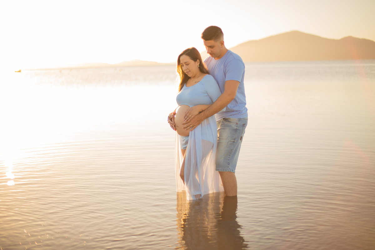 ensaio de gestante na praia palhoça