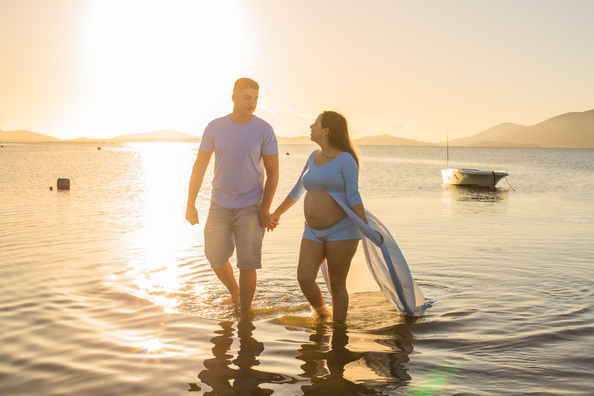 ensaio de gestante na praia palhoça