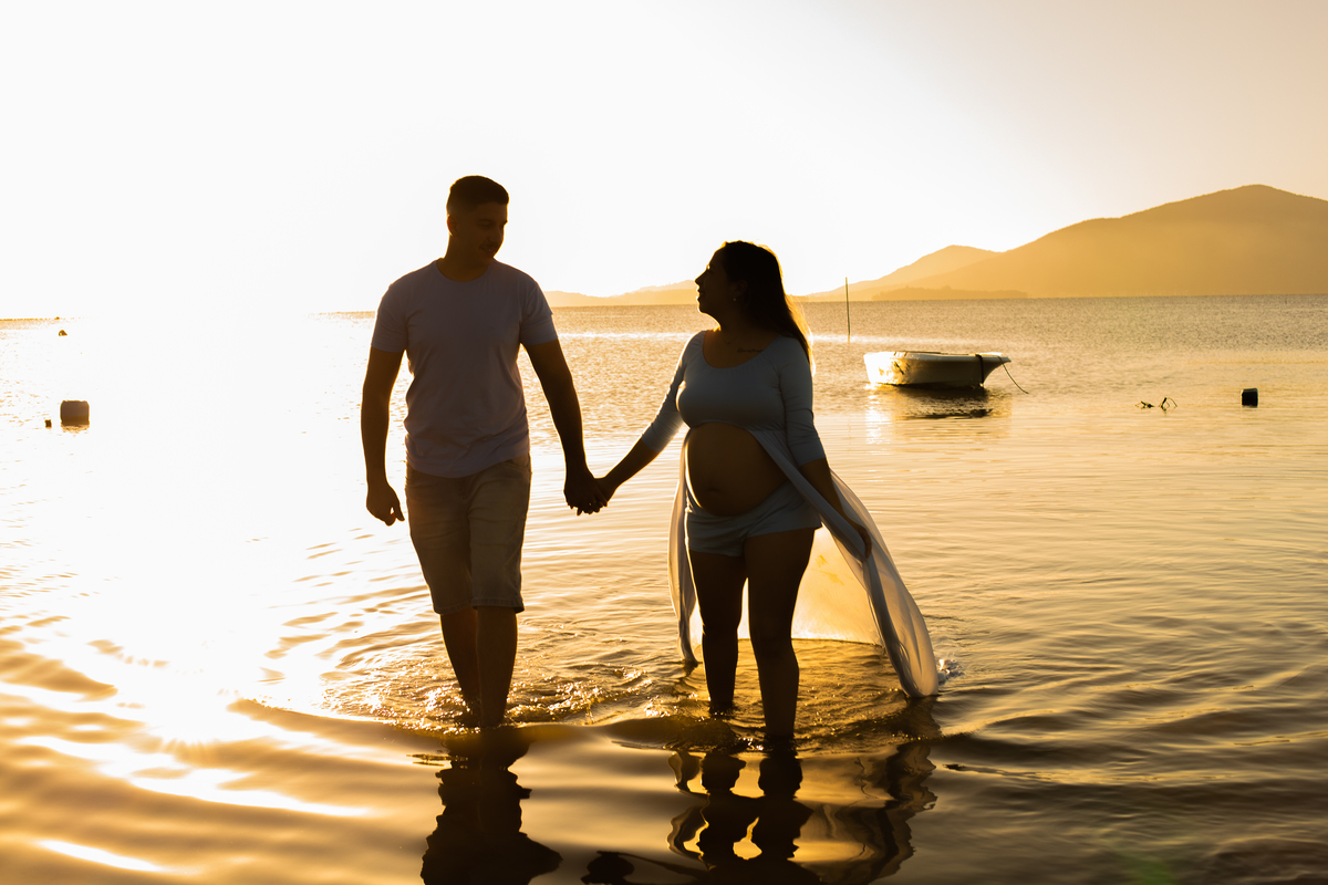 ensaio de gestante na praia palhoça