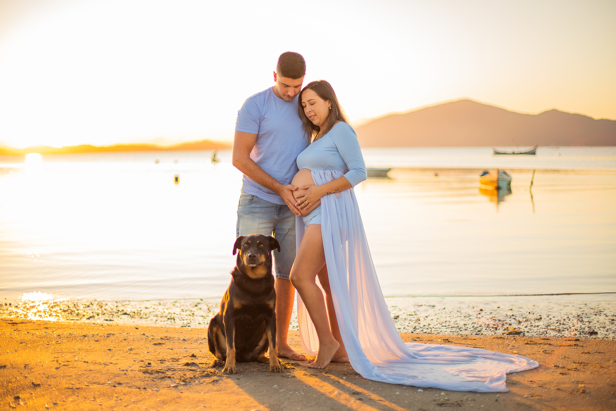 ensaio de gestante com cachorro