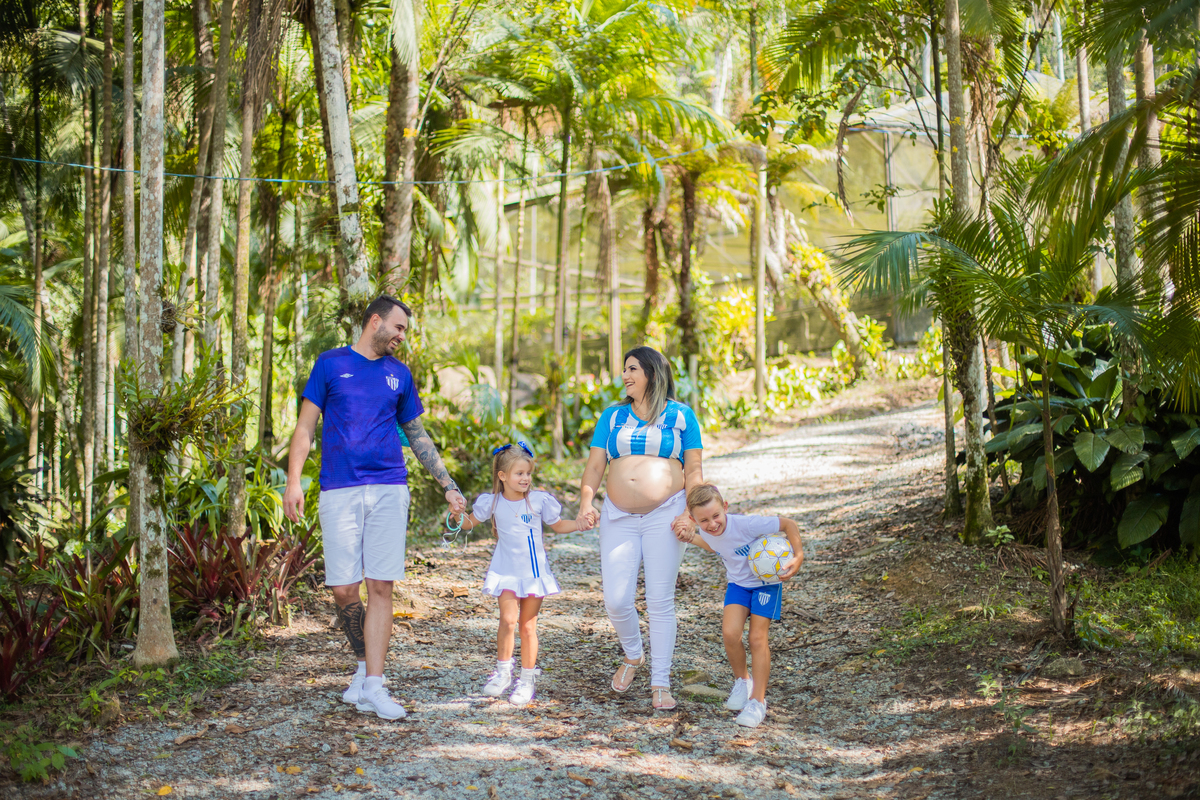 ensaio de gestante com time 