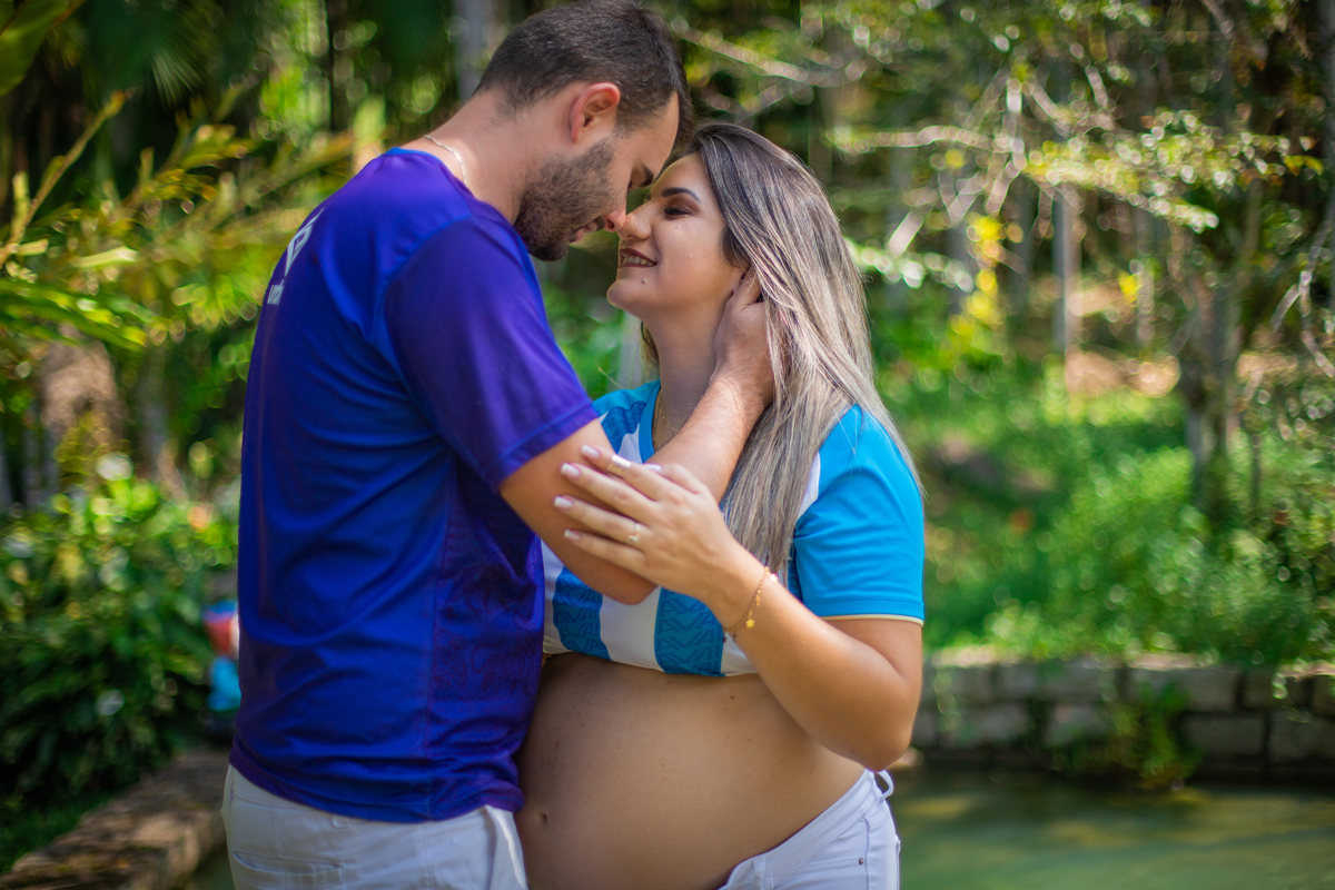 ensaio de gestante com time 