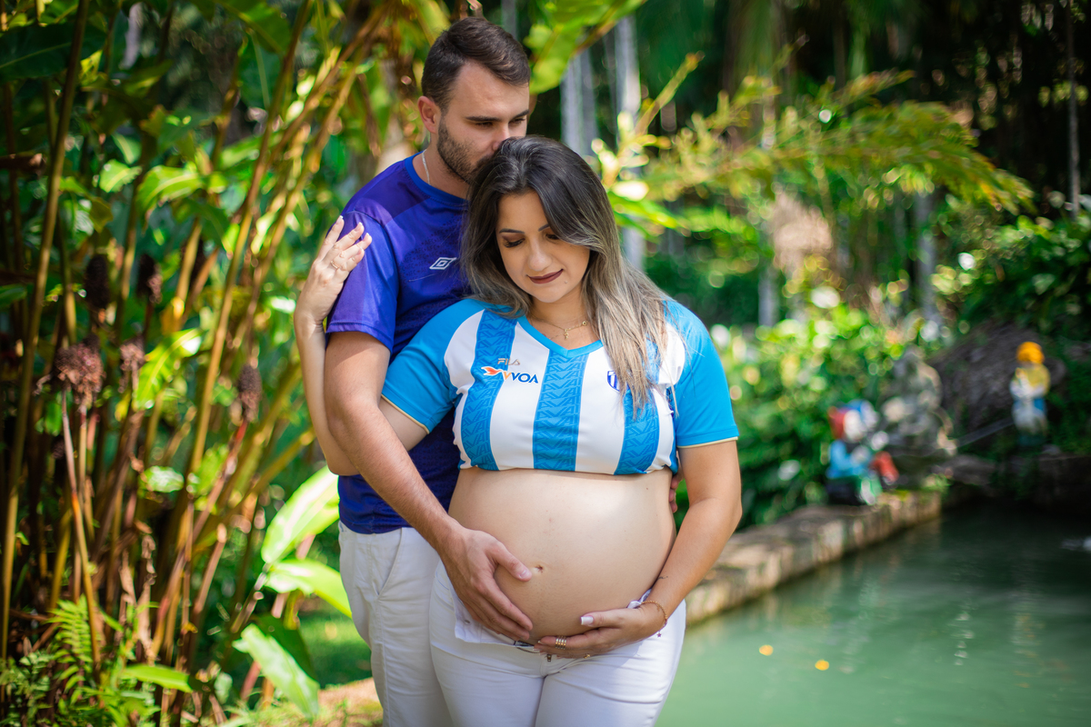 ensaio de gestante com time 