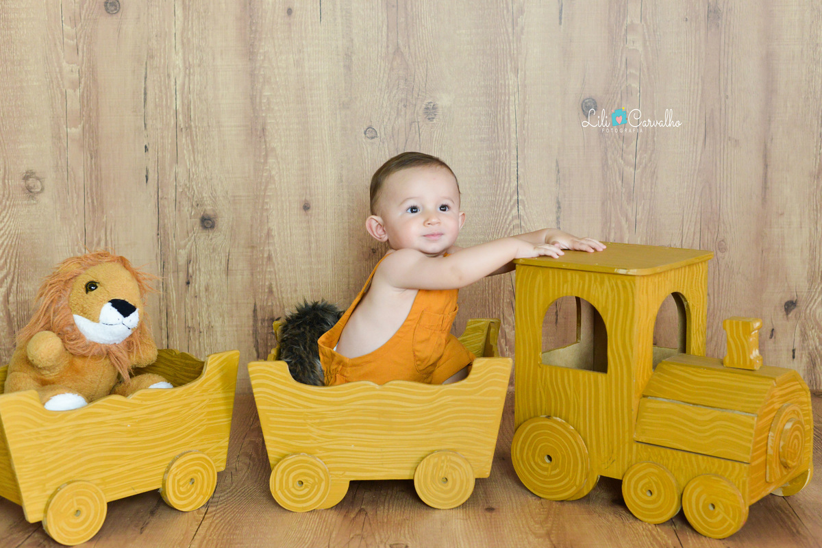 ensaio fotografico de menino, realizado em Maringá  trenzinho