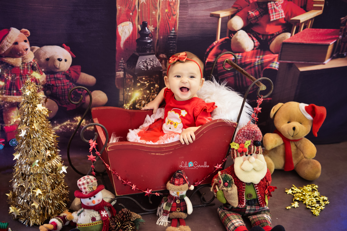 Ensaio de natal, Maringá, foto em estúdio sorrindo