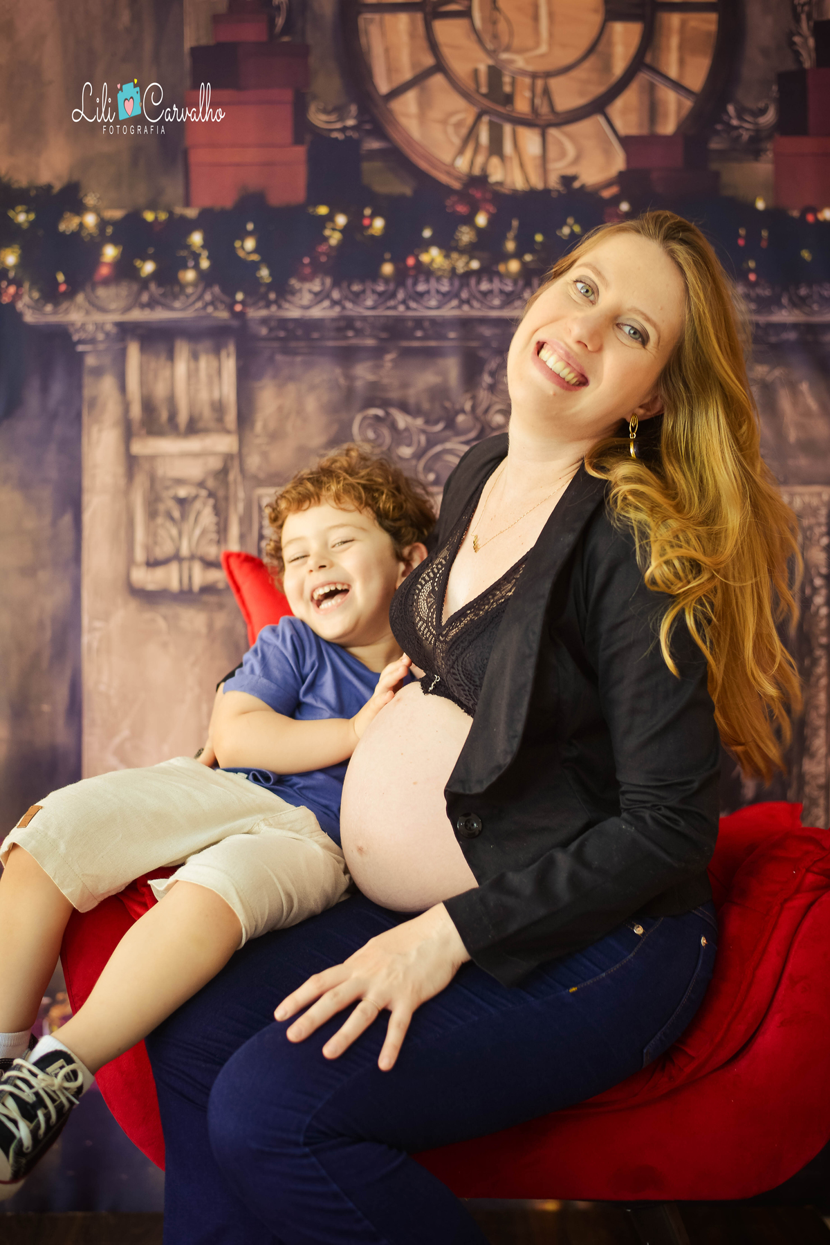 fotografia de gravida em estudio em maringa descontraido