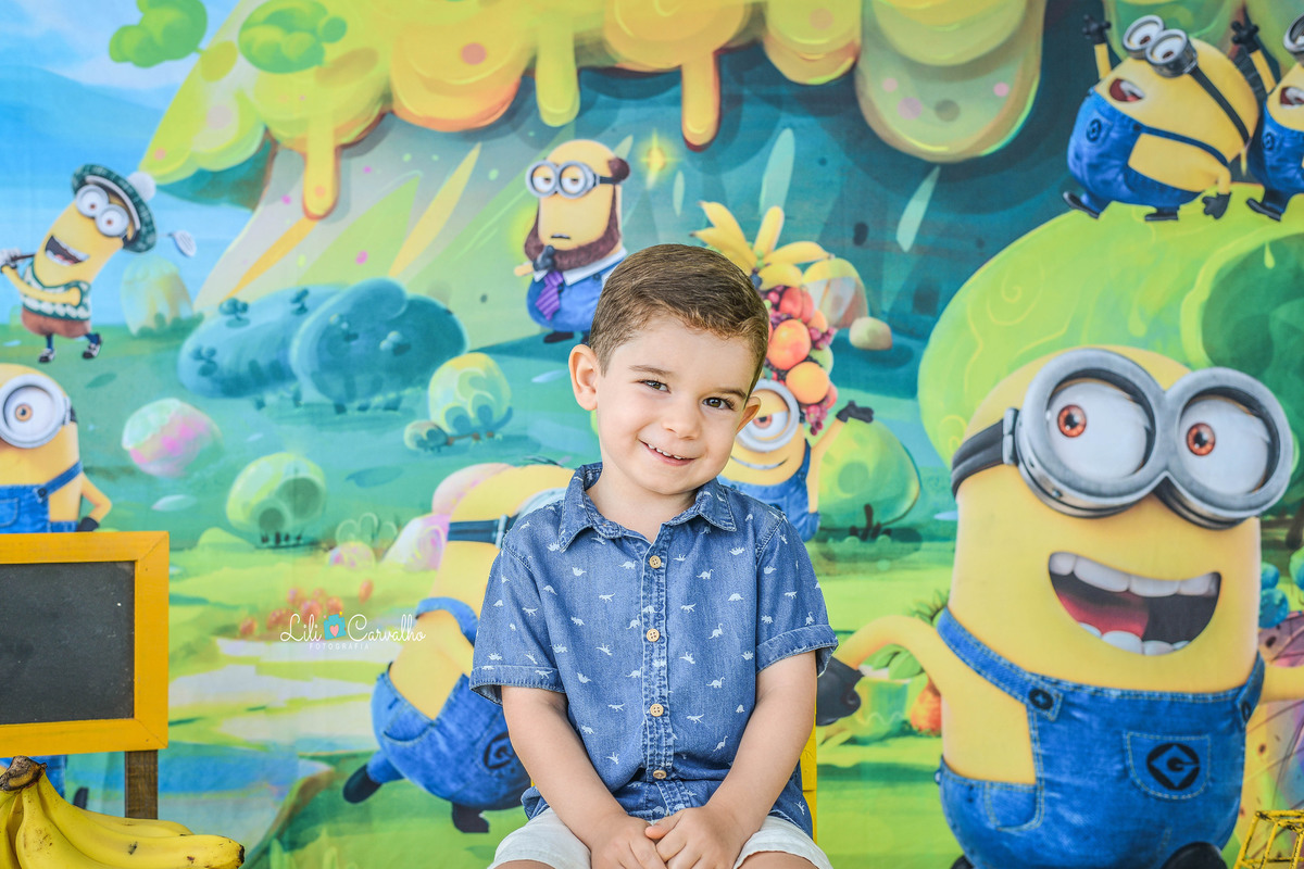 fotografia de aniversario em Maringá, tema minnions