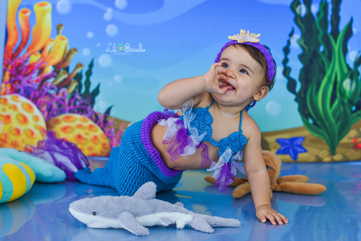 Foto de bebê no estudio em Maringá de sereia