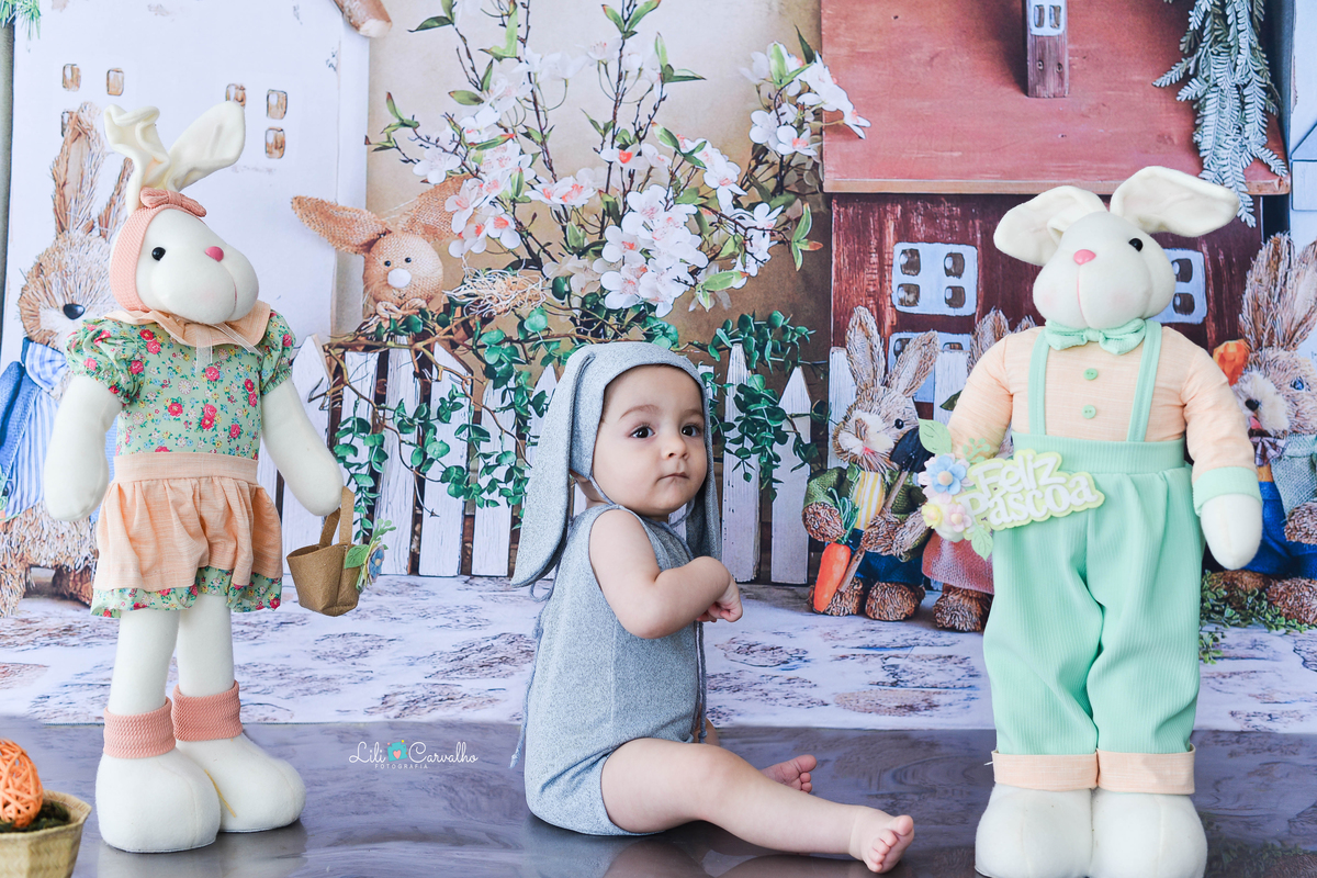 foografia de bebê no tema de páscoa realizado em Maringá lindo 