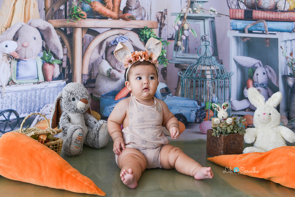 foto de bebe em maringa, tema pascoa, ensaio no estudio 