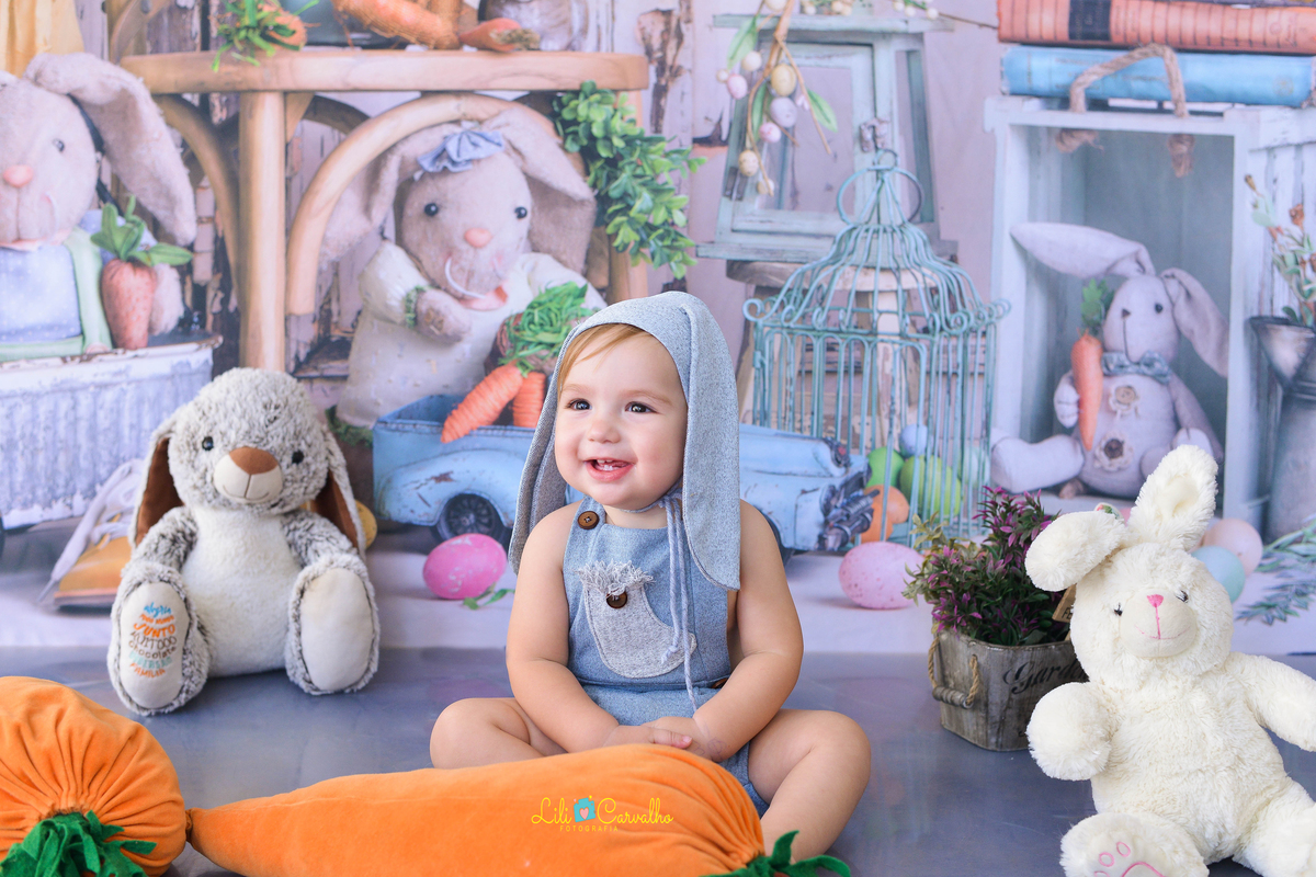 ensaio fotografico realizado em Maringá do tema de pascoa  cenoura 