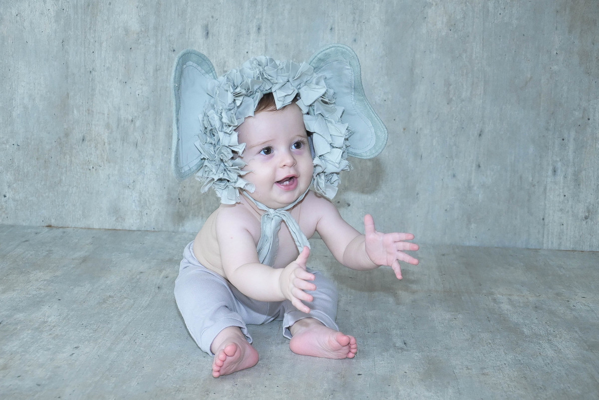 ensaio de acompanhamento mensal em Maringá, tema elefantinho  menino de elefante