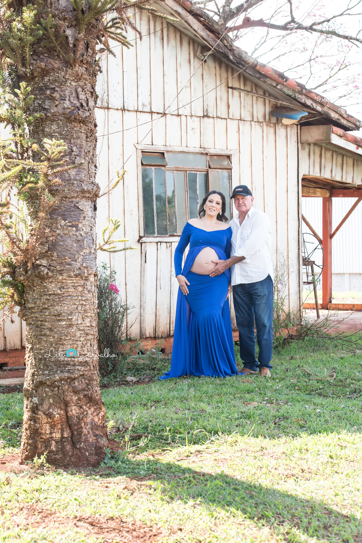 fotografia de gestante no sitio em Maringá  com pai 