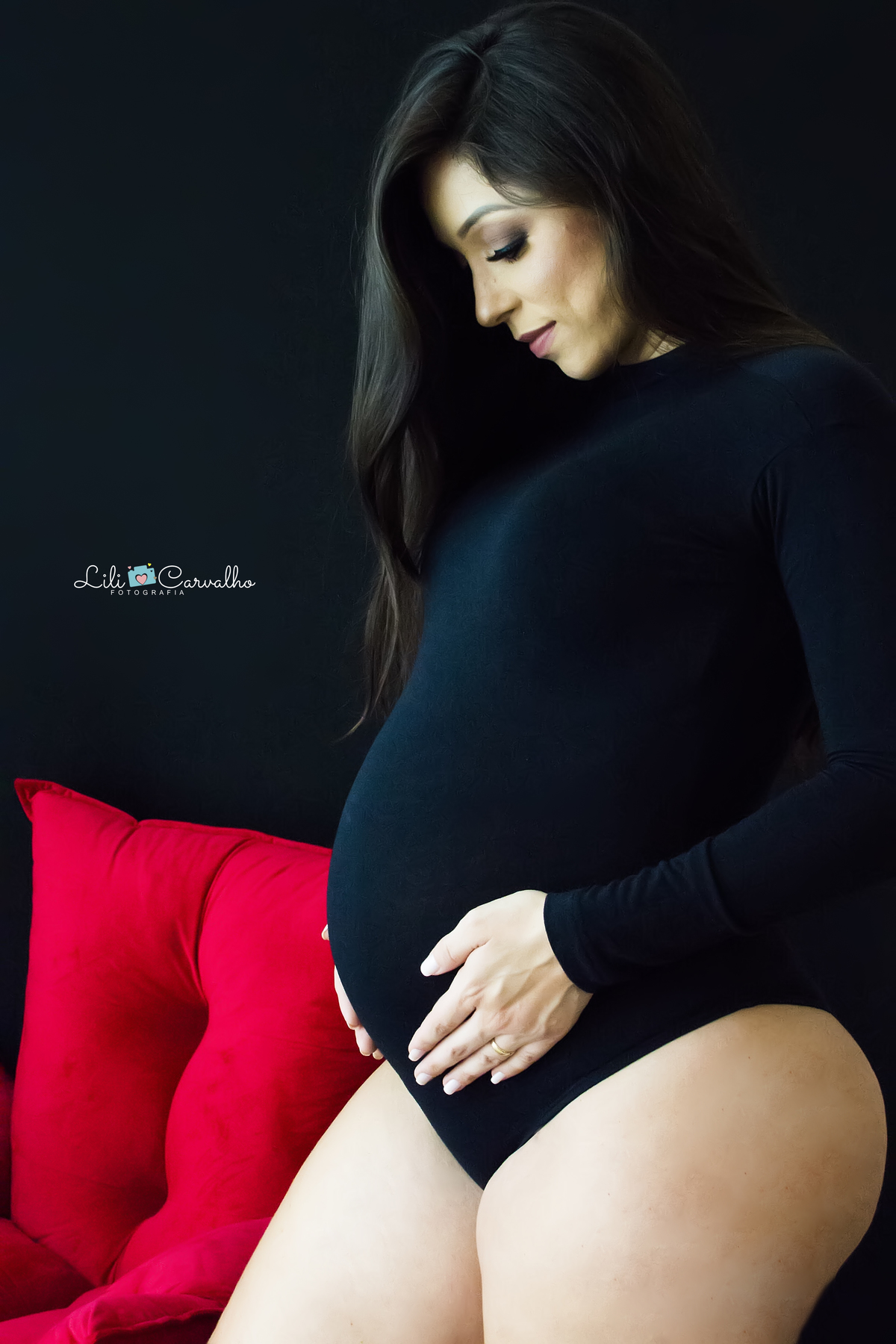 ensaio gestante em Maringá body preto