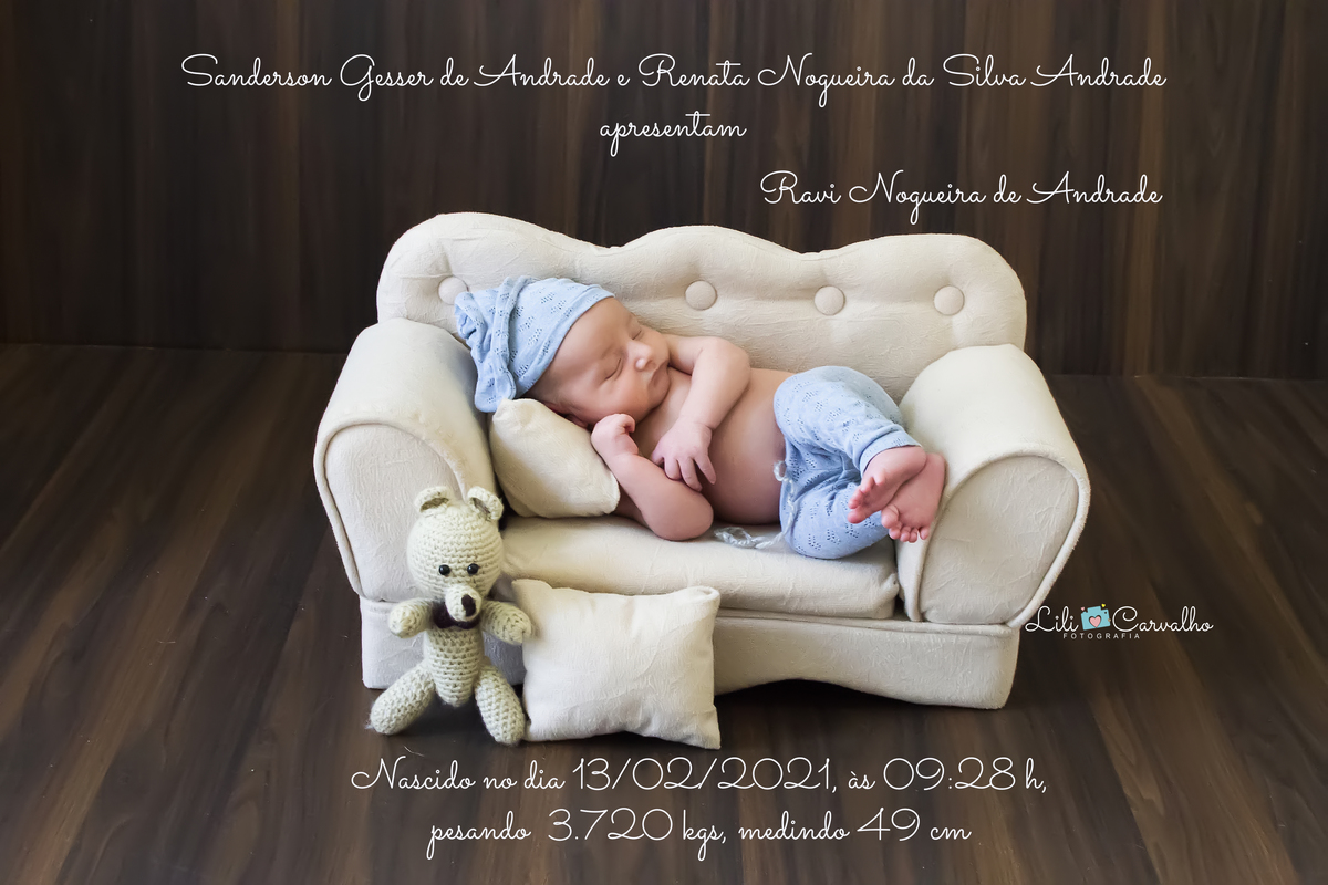 fotografia newborn em estudio em Maringá informações de nascimento 