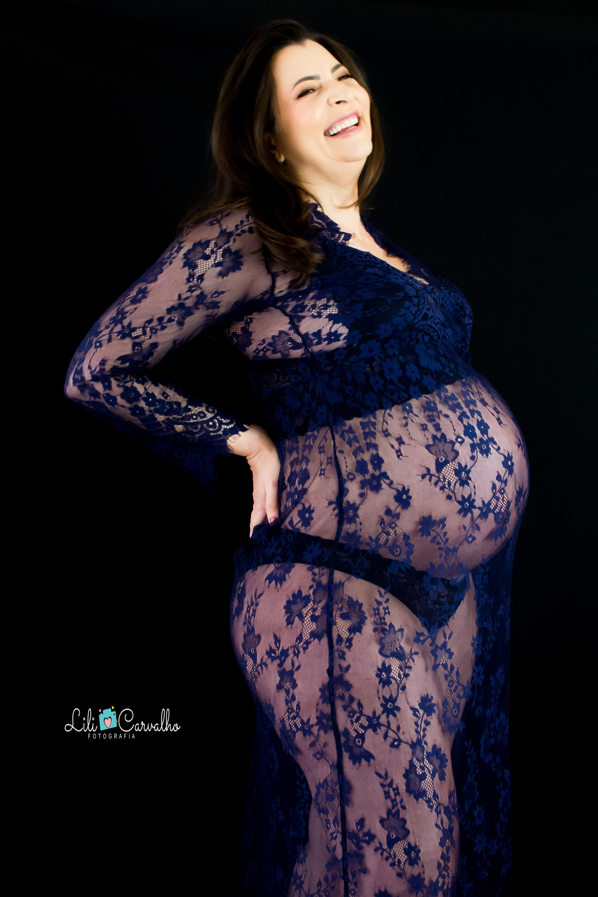 fotografia gestante no parque do Ingá, Maringá sensual vestido azul