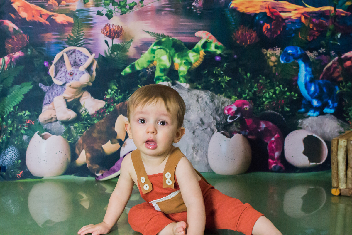 Ensaio fotografico de bebê em Maringá  tema dinossauro 