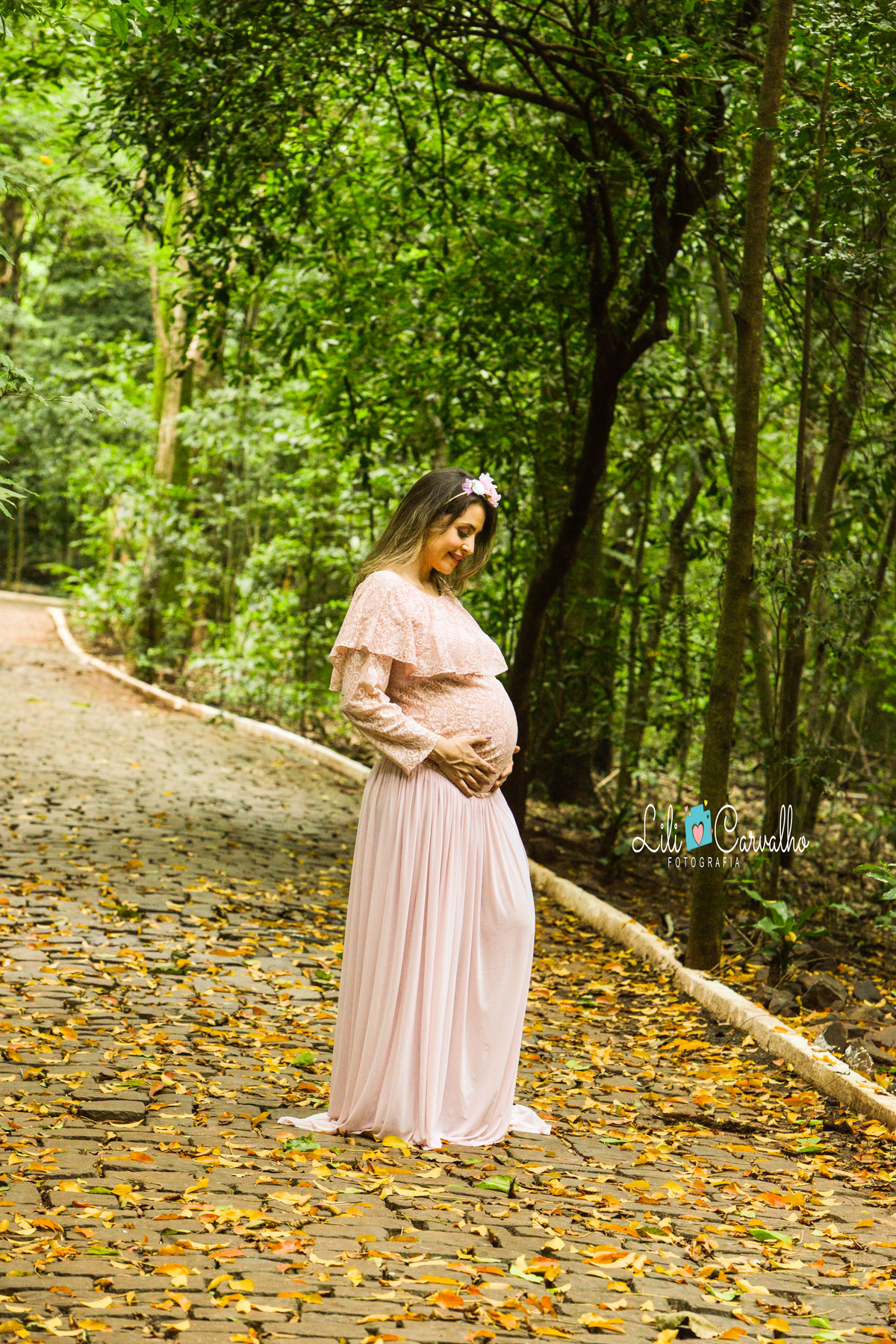 ensaio fotografico de gestante  em Maringá,  vestido rosa 