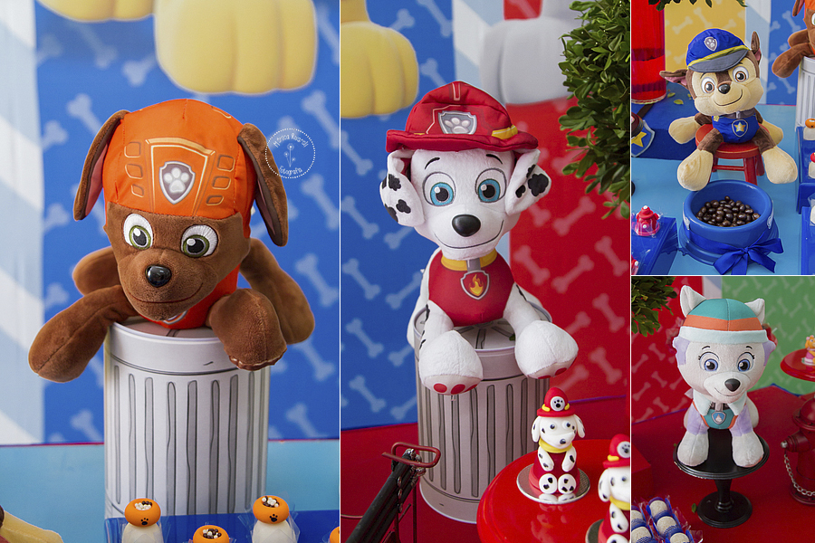 Montagem de quatro fotos dos cãozinhos da Patrulha Canina