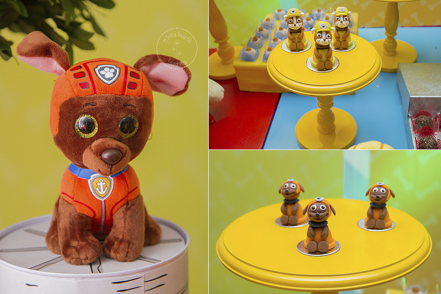 Montagem de três fotos de doces e pelúcia