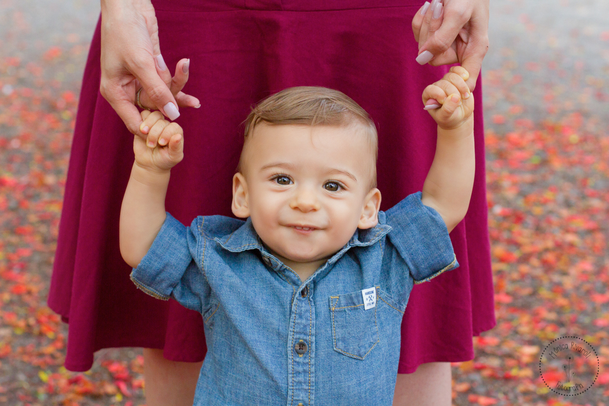 Brincando de dar passinhos segurando a mão da mamãe