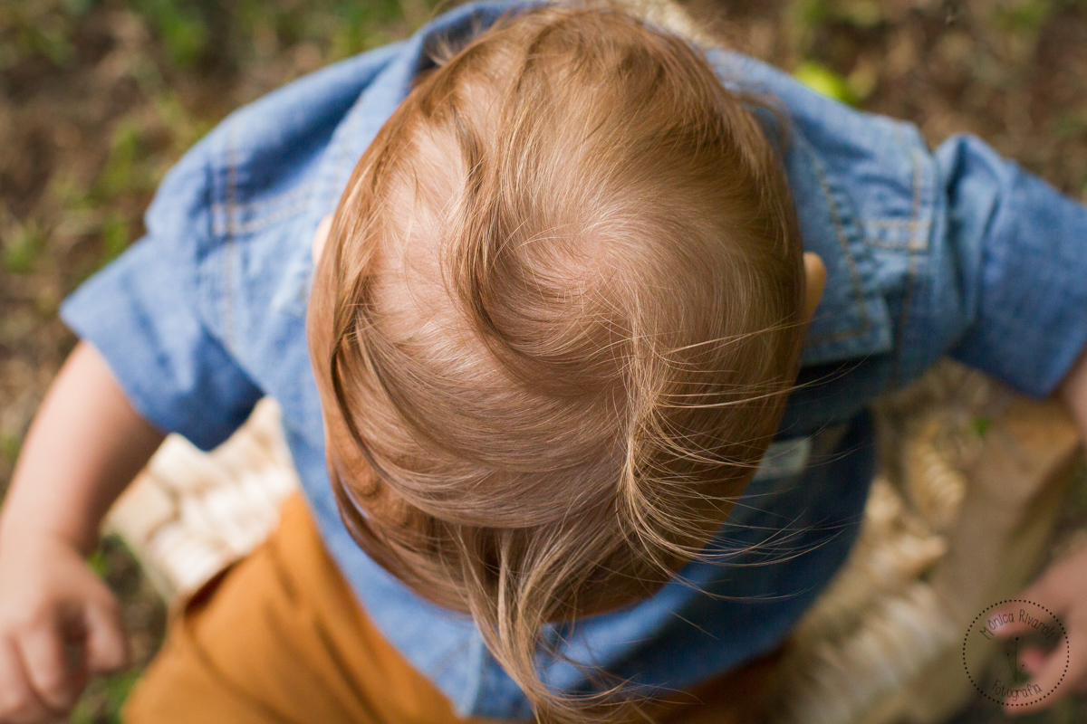 Uma foto focada nos cabelinhos e no cucuruto do Rafinha