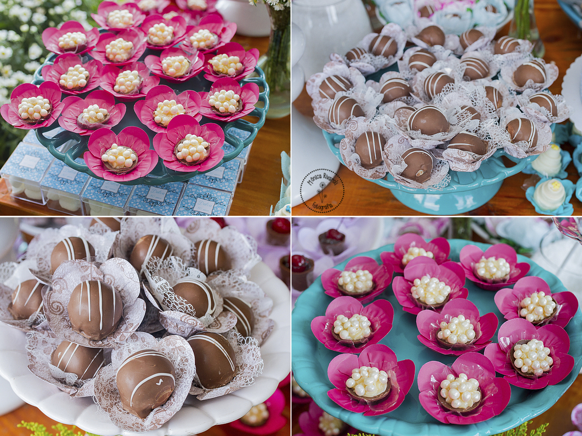 Montagem com quatro fotos dos docinhos 