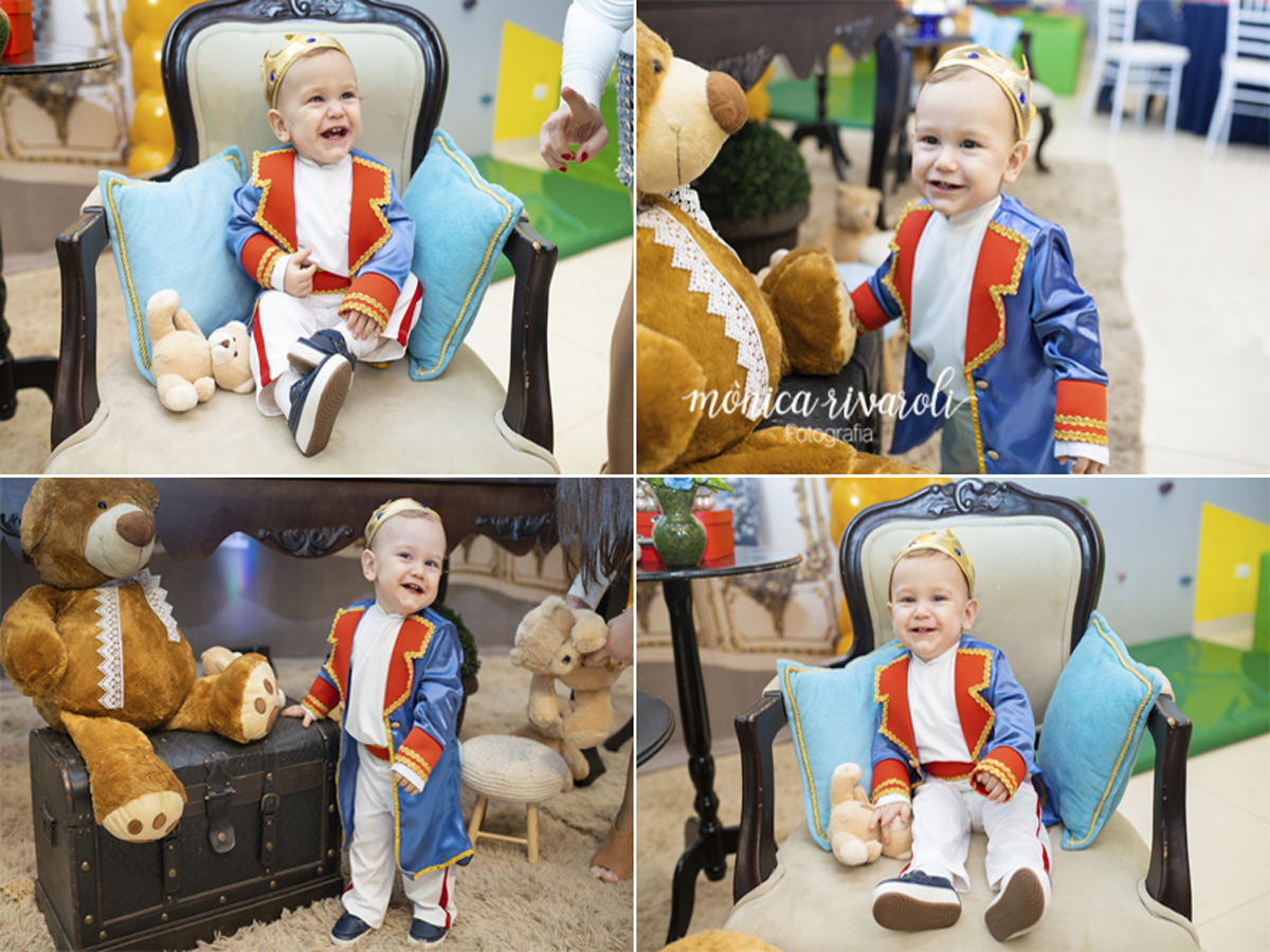 Montagem de quatro fotos do Miguel na decoração