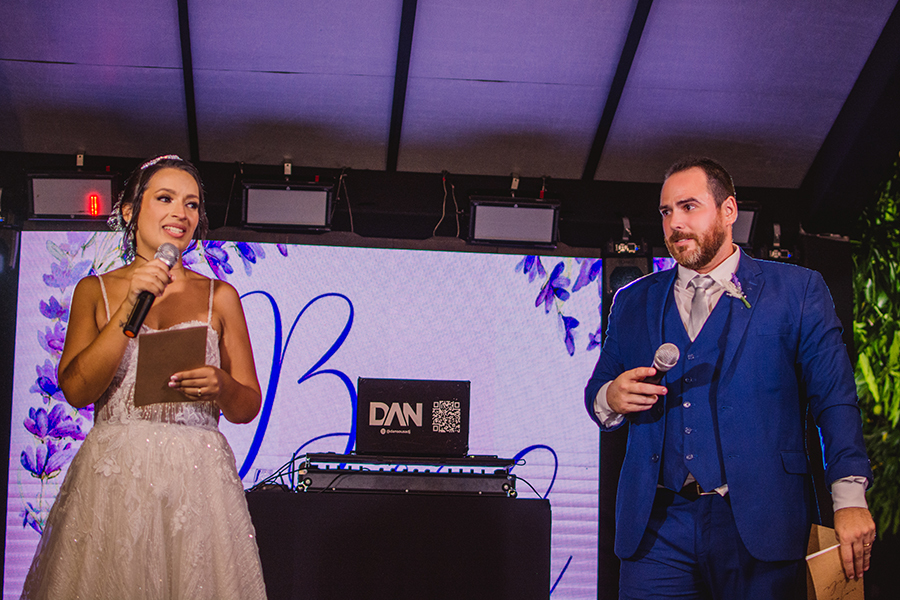 agradecimento noivos na festa de casamento em Tapera 
