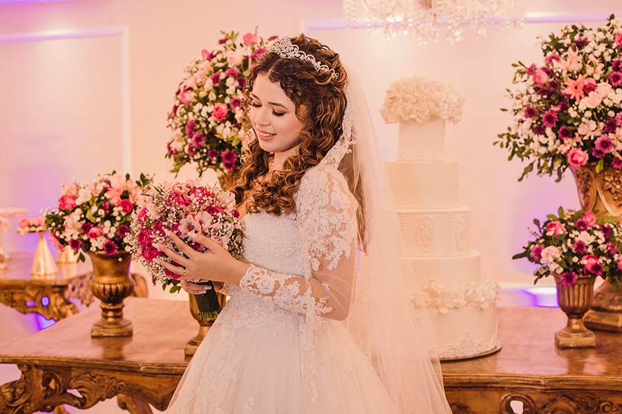 fotografia da noiva na festa de casamento no buffet North em  Forttaleza  Ce