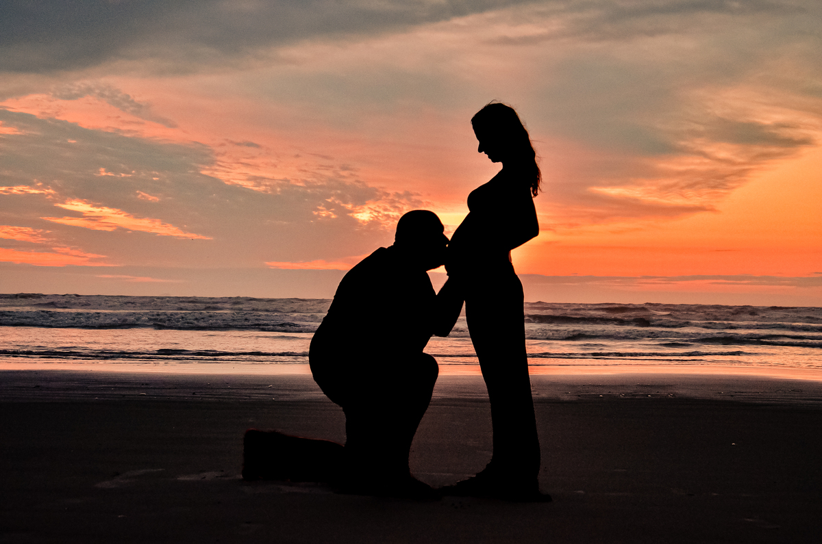 Ensaio gestante, nascer do sol