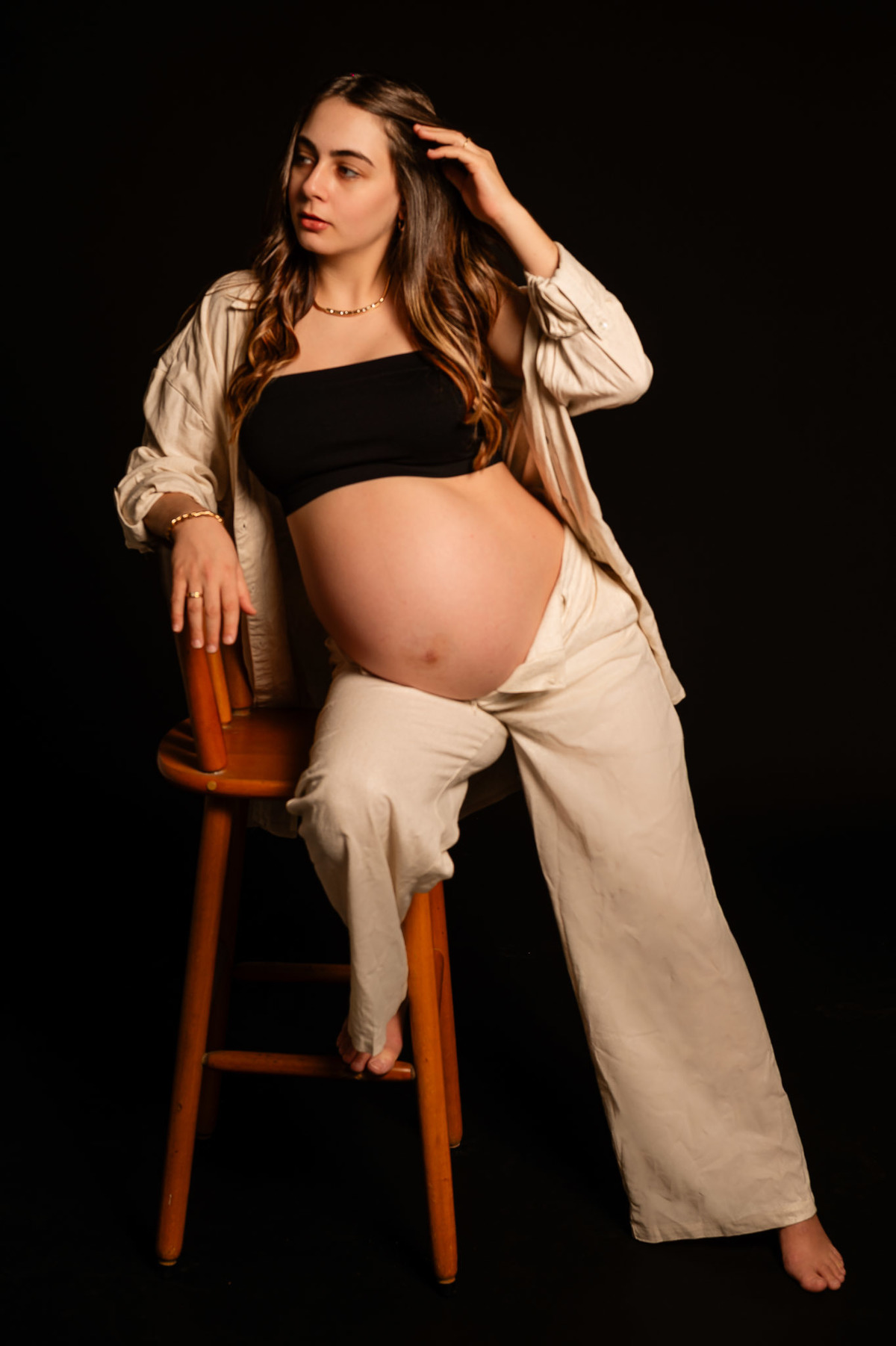 ensaio de gestante em estúdio