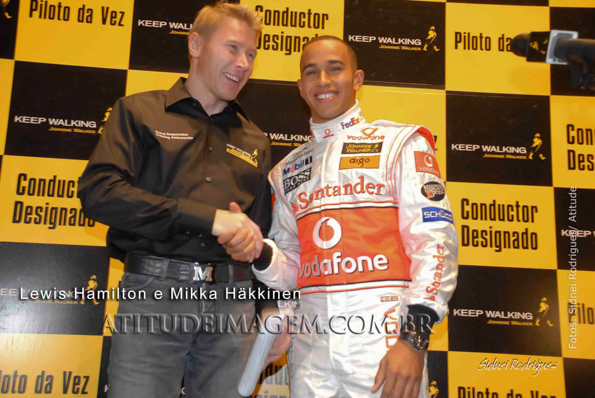 Lewis Hamilton e Mikka Häkkinen Foto: Sidney Rodrigues