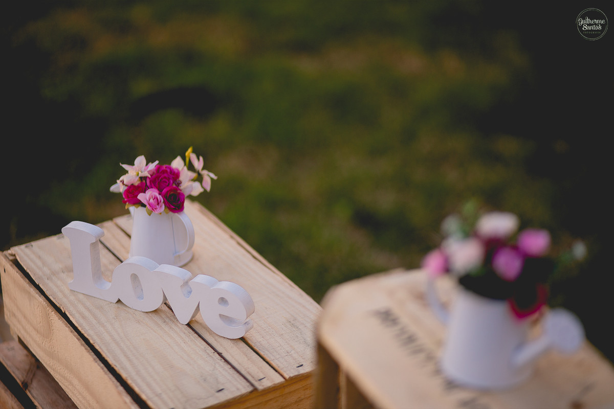 Fotografia de uma decoração rustica em casamento realizado na cidade de jaú-sp pelo fotógrafo Guilherme Santos