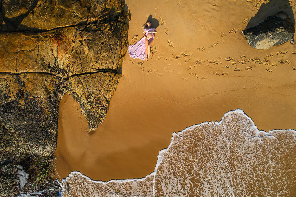 ensaio gestante com drone