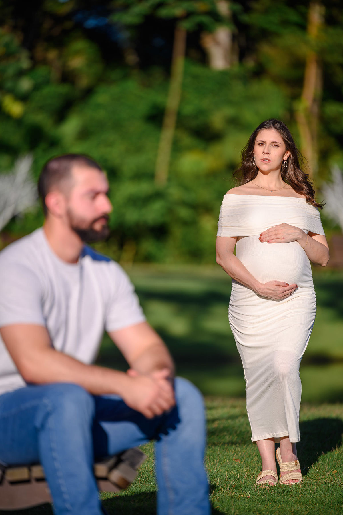 Gestante e casal em ensaio fotográfico no Vivapark SC