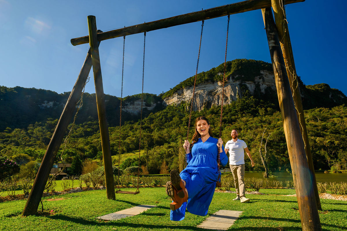 Ensaio gestante no Vale dos Ventos em Rio dos Cedros SC
