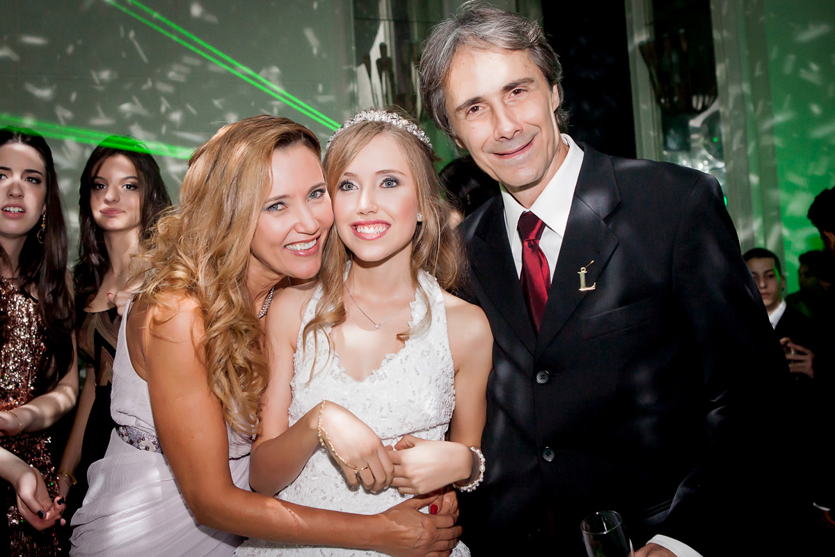 debutante com os pais