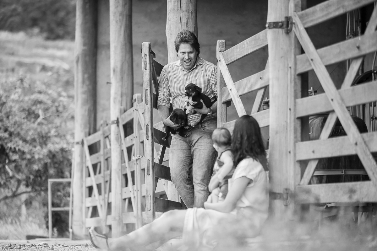 papai chegando com o cachorrinho