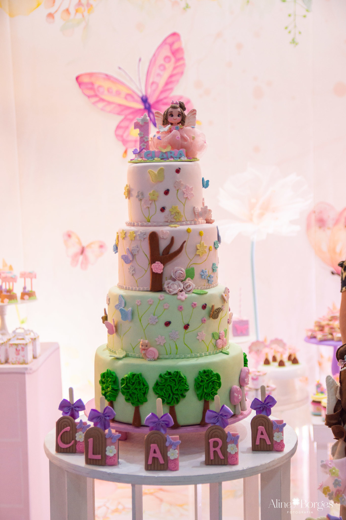 tema Jardim de Borboletas Clara 1 ano hora do parabens Taquara RJ