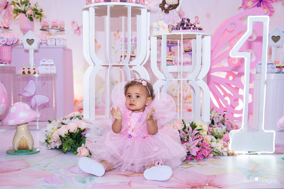 Decoração Jardim de Borboletas Clara 1 ano Taquara RJ