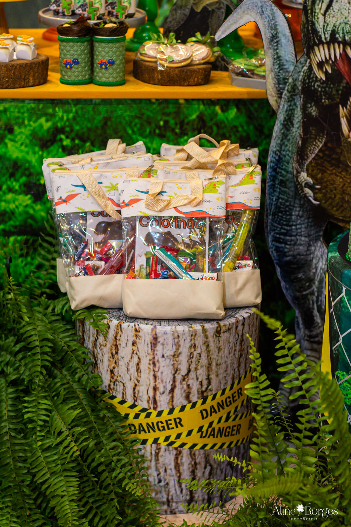 Personalizados de luxo para a festa Jurassic Park na casa de festas Brincadeira é Coisa Séria.