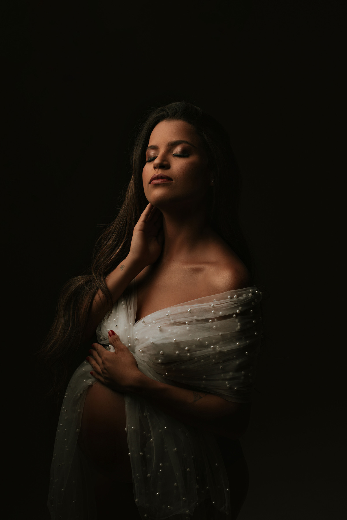 Ensaio gestante estúdio  tecido pérola.  adriana kleine fotografias Imperatriz MA