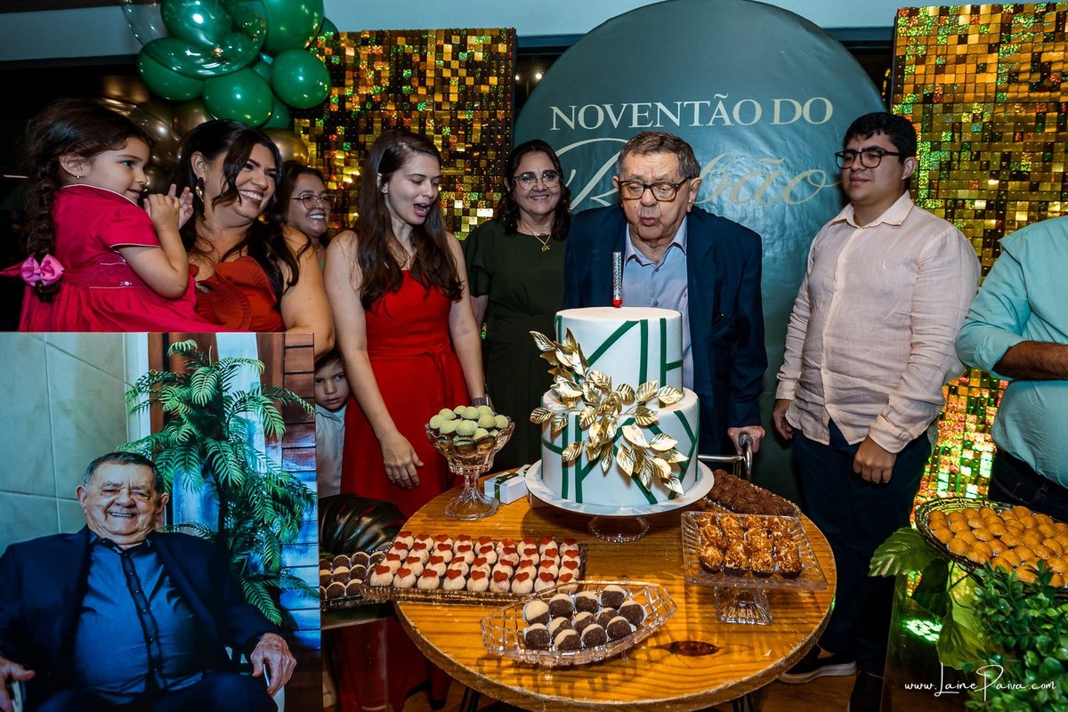 
fotografia de Aniversario adulto, festa de 90 anos de Rubão no Condomínio Duo Capim Macio em Natal, com benção de padre Murilo, homenagem e muito carinho de familiares e amigos de Macau.