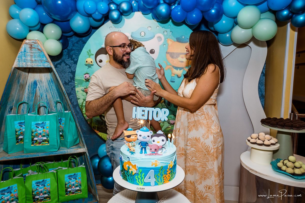 fotografia de Aniversario infantil, festa de 4 anos de Heitor no Brinkids no Natal Shopping, com tema Octonautas, brincadeiras, diversão para as crianças e muito carinho de familiares e amigos.