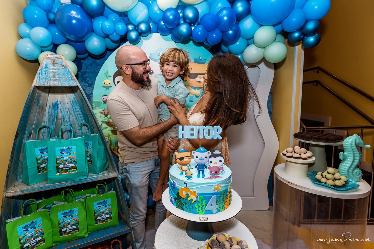 fotografia de Aniversario infantil, festa de 4 anos de Heitor no Brinkids no Natal Shopping, com tema Octonautas, brincadeiras, diversão para as crianças e muito carinho de familiares e amigos.